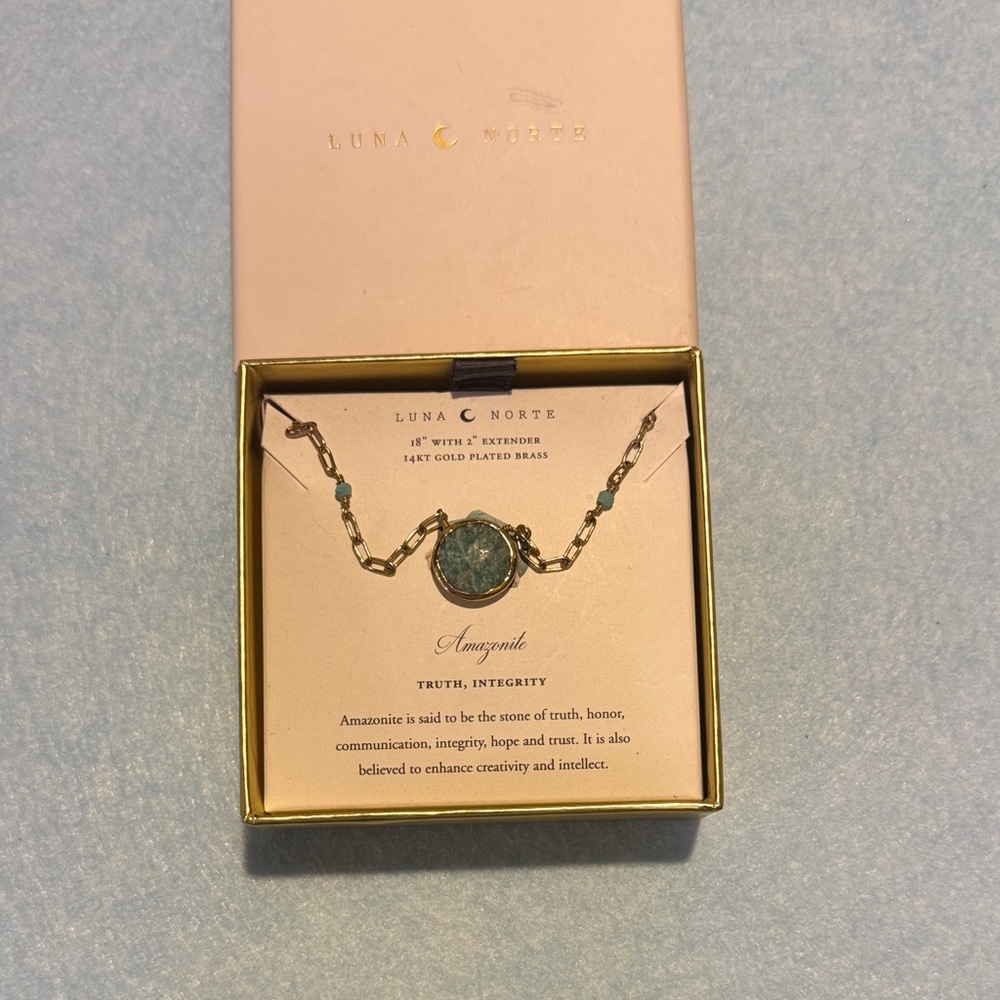 Luna Norte Gold and Green Amazonite necklace